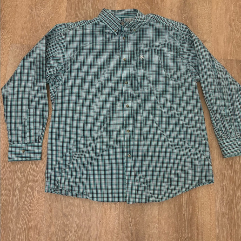 Ariat Pro Series Mens Classic Fit Long sleeve Shirt XLarge XL Plaid Shirt Green